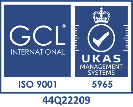 ISO 9001 certification mark, GCL International, UKAS accredited